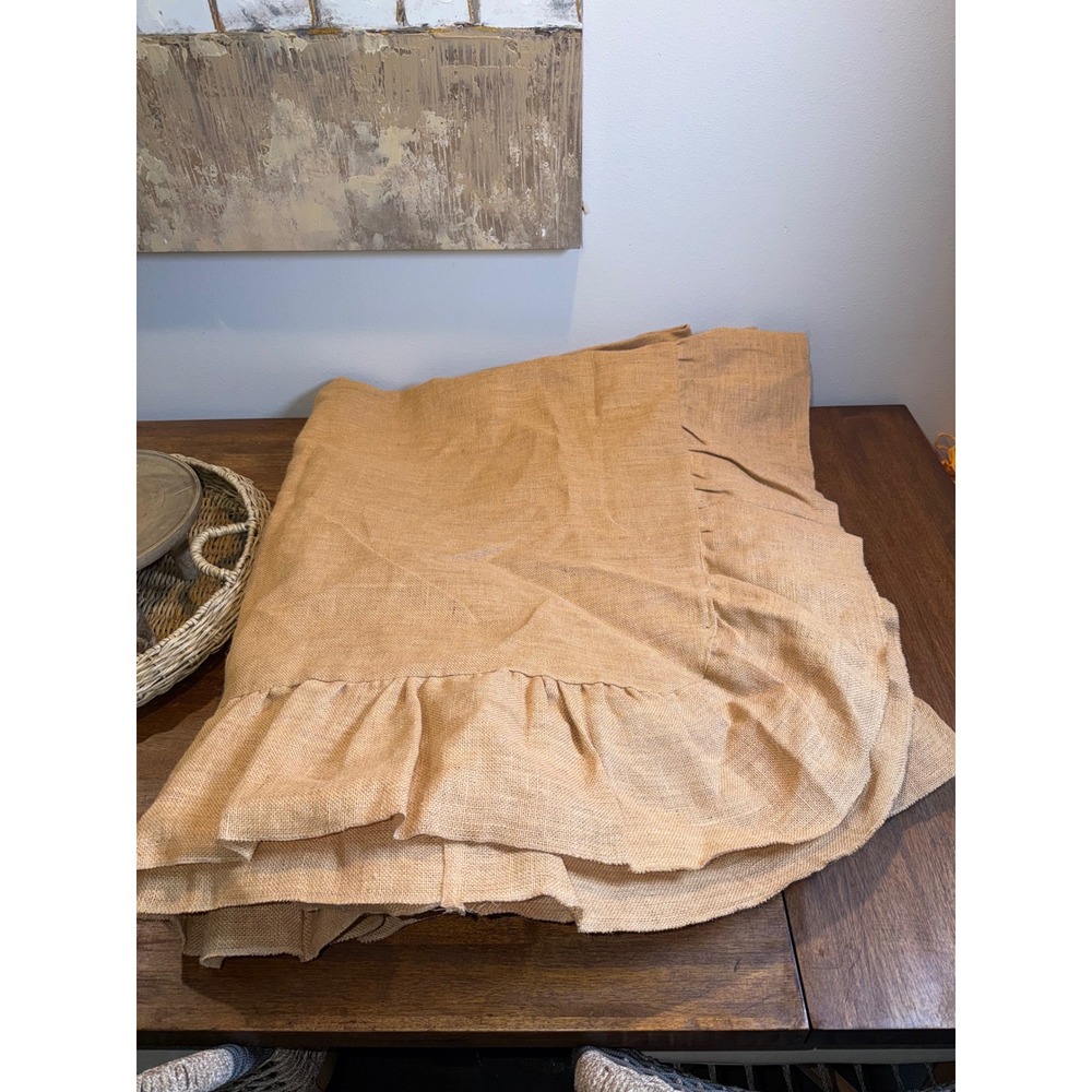 Natural Burlap Ruffled Bed Skirt Farmhouse Rustic Country Tan Jute Bedding Twin